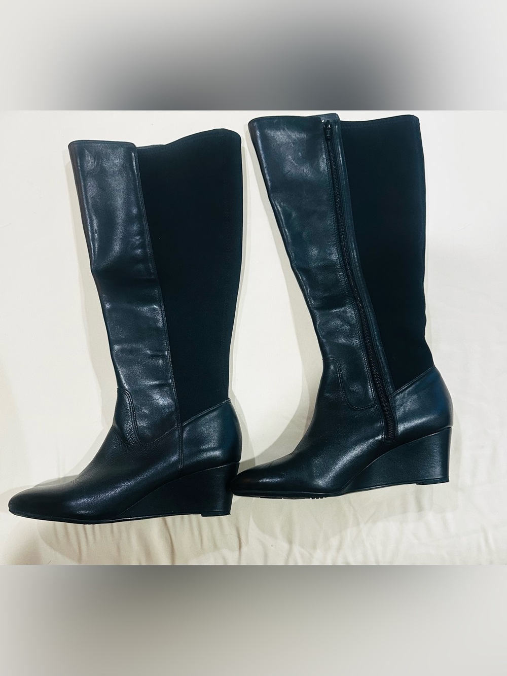 Naturalizer Classic Black Knee-High Wedge Boots - Women's Size 7.5